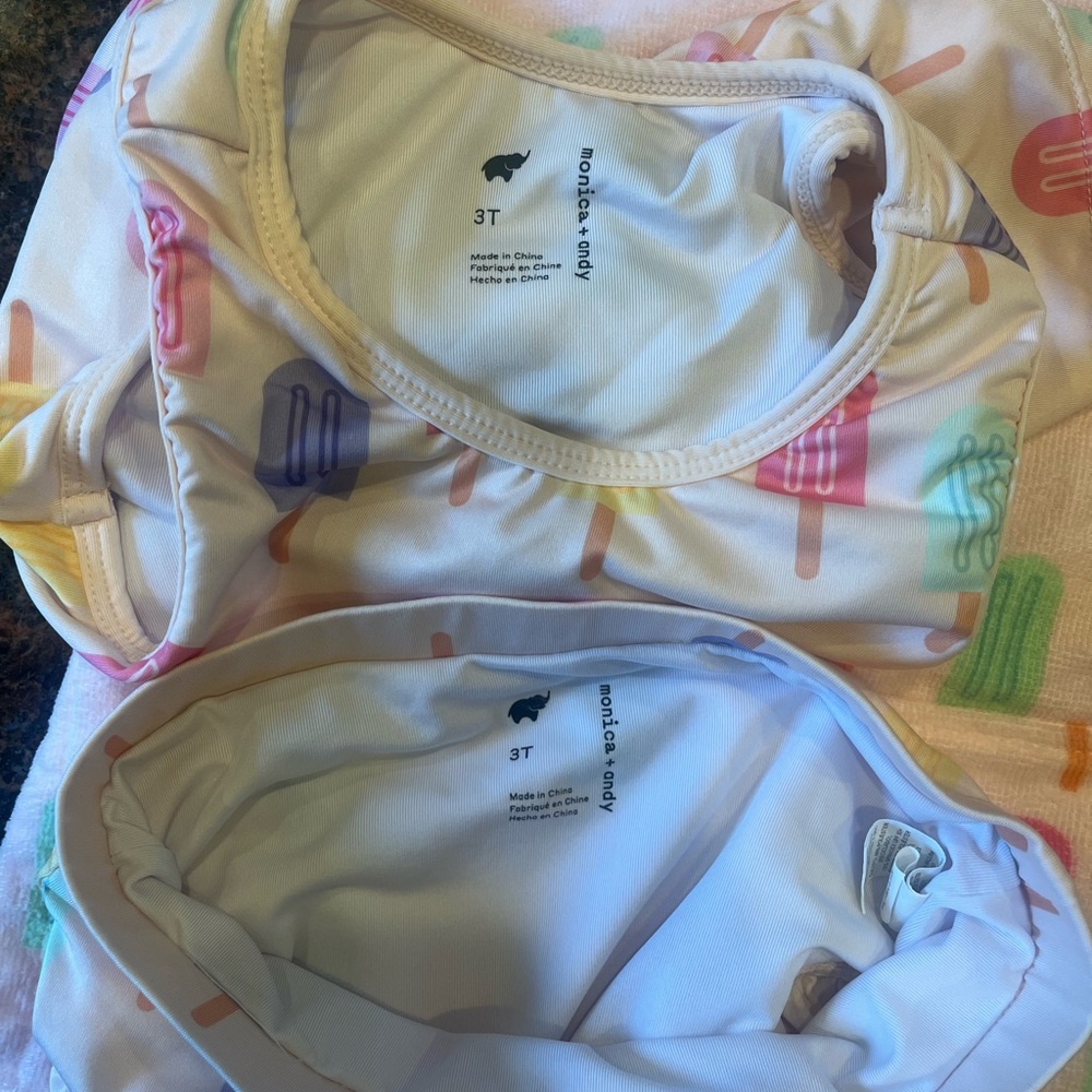EUC Monica + Andy 3T Girl Popsicle Tankini & Terry Cloth Coverup Swim Set - Picture 7 of 8